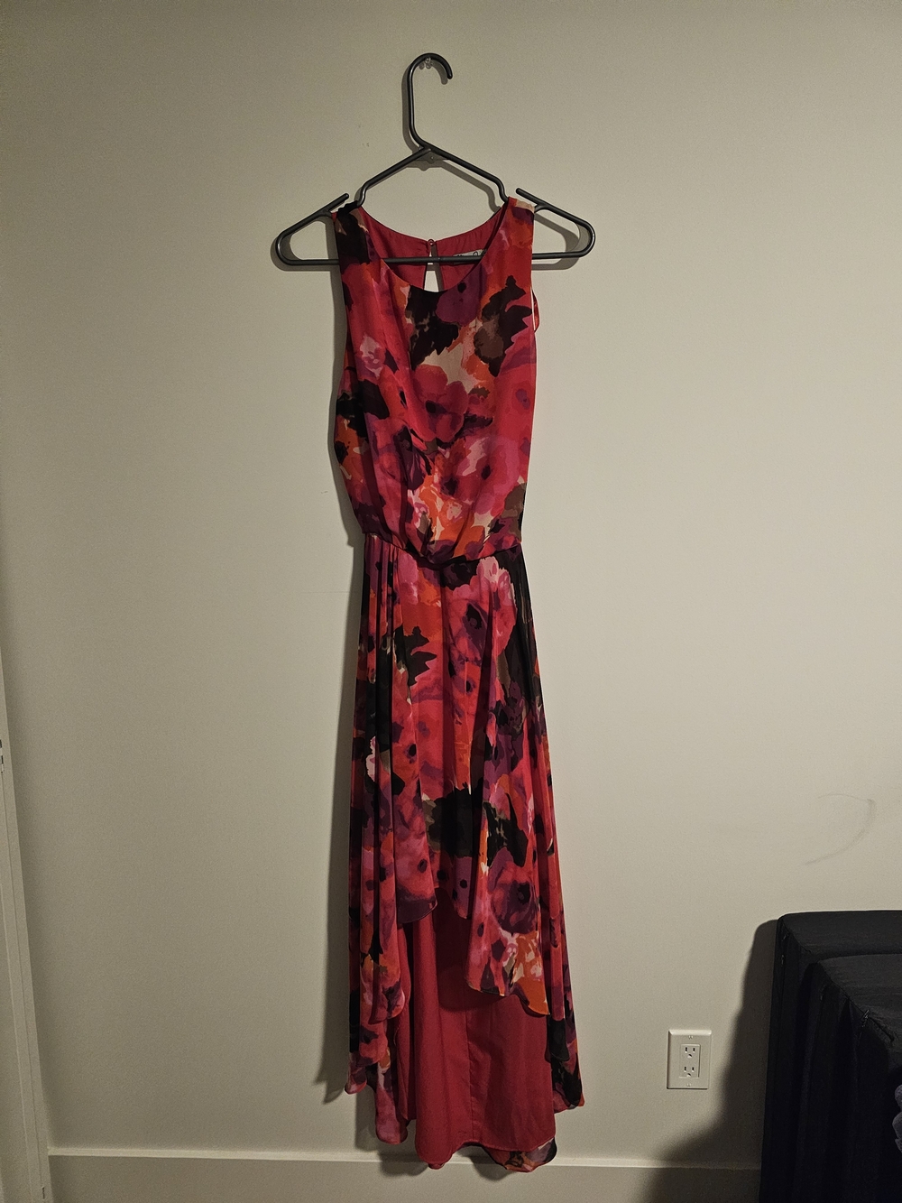 Floral Sleeveless High-Low Maxi Dress in Pink